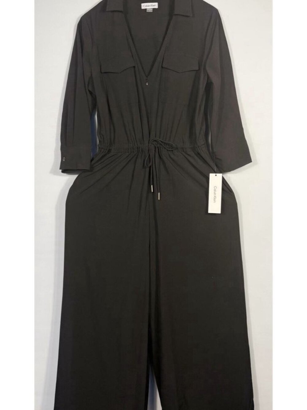 NEW Calvin Klein Women's 10 3/4 Sleeve V Neck Jumpsuit • Reg Price $139